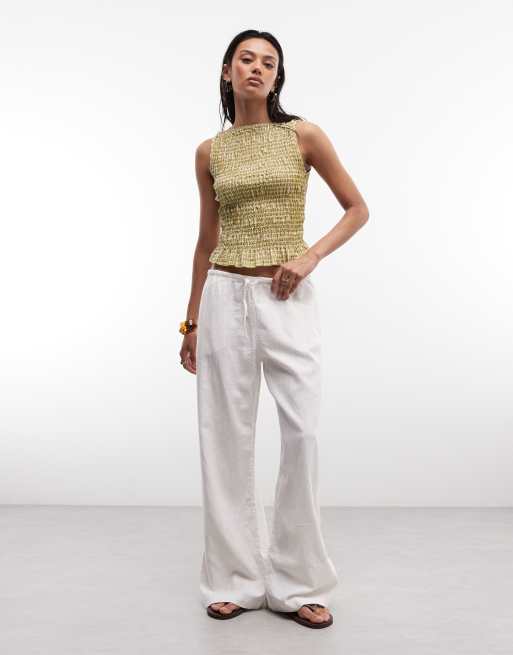 Daisy Street shirred sleeveless top in yellow check, 3 of 4