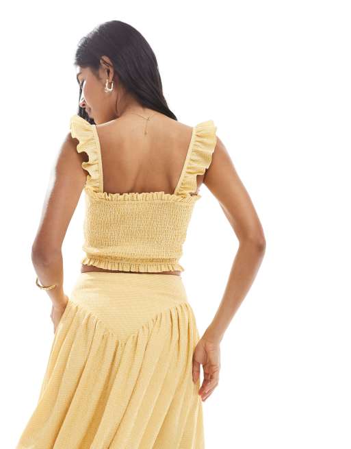 Daisy Street shirred top in yellow gingham - part of a set, 3 of 4