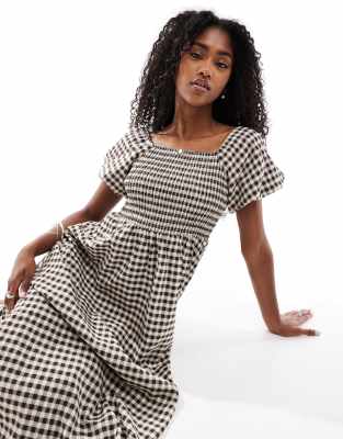 Gingham Dress Madewell Patchwork Dress Grayson Social Women's Plus Size  Smocked Square Neck Nigeria Ubuy
