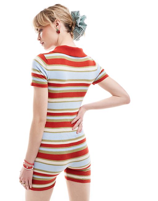 Sandstone Dobby Striped Playsuit Sandstone Dobby Striped Playsuit