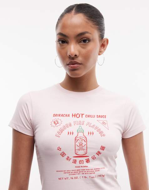 Daisy Street siracha graphic baby tee in pink - view 1