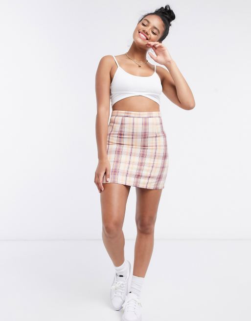 Pink plaid skirt outlet 90s