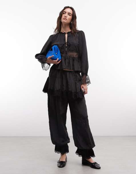 Daisy Street skirt overlay lace pants in black (Part of a set) - view 1