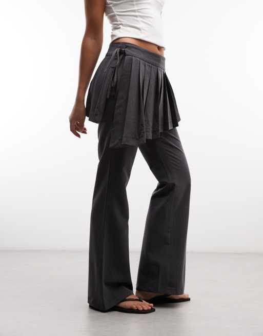 Daisy Street skirt overlay pants in grey, 2 of 5