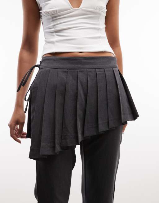 Daisy Street skirt overlay pants in grey, 3 of 5