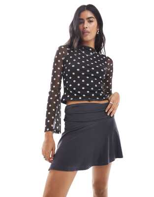 Daisy Street Slinky Jersey Ruched Asymmetric Mini Skirt In Blue