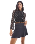 [Daisy Street] Daisy Street slinky jersey ruched asymmetric mini skirt in grey-Multi 12 Grey/blue