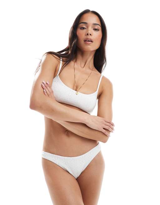 Daisy Street - Slip bikini sgambato bianchi in pizzo sangallo, 3 di 4