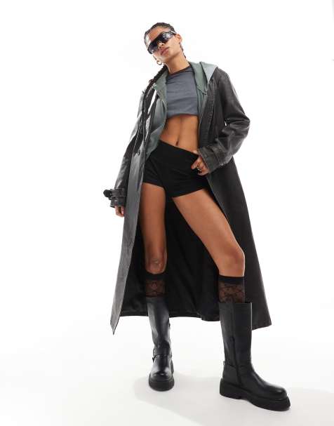 Daisy Street soft PU washed trenchcoat - view 1