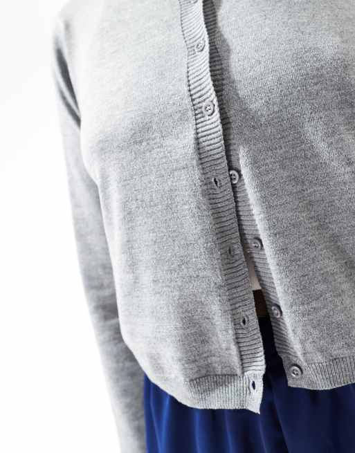 Daisy Street soft touch knit cardigan in gray heather, 3 of 4