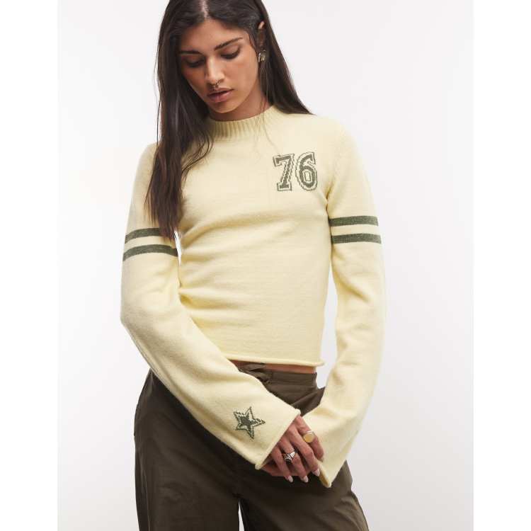 Daisy Street sporty graphic jumper in yellow | ASOS