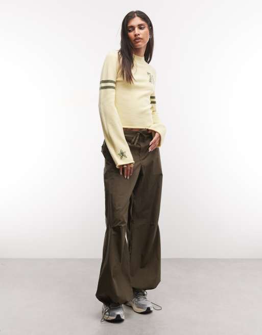 Daisy Street sporty graphic jumper in yellow, 2 of 4