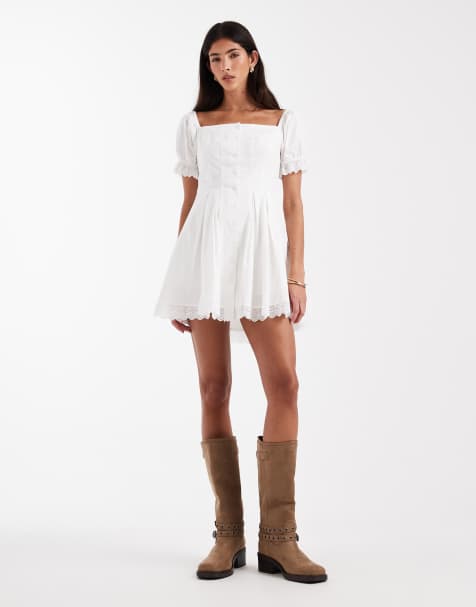 Daisy Street square neck corset style mini dress in white - view 1