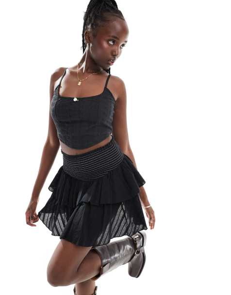 Daisy Street square neck eyelet cami crop top with rosette detail - view 1