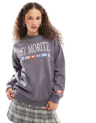 Daisy Street st moritz graphic sweatshirt-Grey φωτογραφία