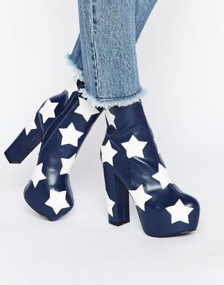 Daisy Street Star Platform Ankle Boots 