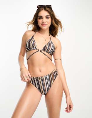 COLLUSION palm print cut out one shoulder swimsuit in multi - MULTI