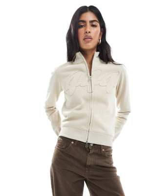 Daisy Street - Strickjacke in Creme mit Reißverschluss und hohem Kragen-Weiß