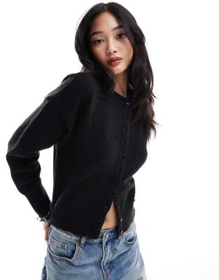 Daisy Street - Strickjacke in Schwarz mit tailliertem Schnitt