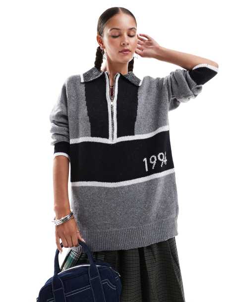 Daisy Street – Strickpullover im Vintage-Stil mit halbem Reißverschluss - view 1