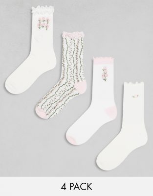 Daisy Street - Süße, gerippte Pointelle-Socken im Multipack-Bunt