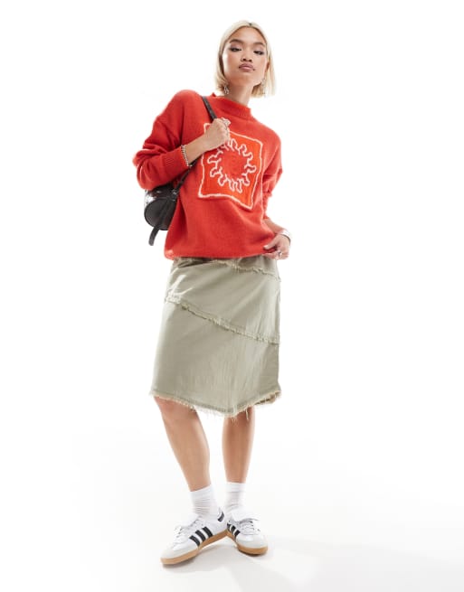 Daisy Street sun intarsia knit sweater with tipping, 2 of 4