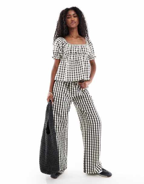 Daisy Street – Svart, ginghamrutigt set i milkmaid- och boho-stil - view 1