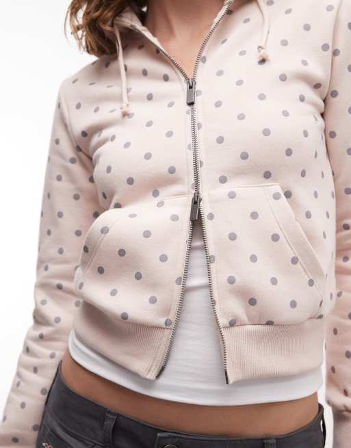 Daisy Street - Sweat à capuche court à fermeture éclair - Rose à pois, 2 de 4