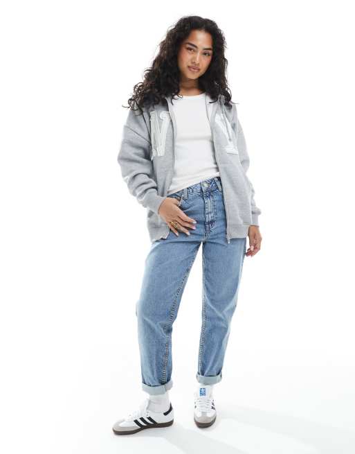 Daisy Street - Sweat à capuche zippé avec motif - Gris chiné, 4 de 4