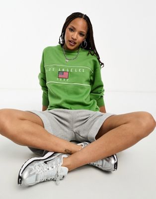 Daisy Street relaxed sweatshirt with LA graphic in pistachio - ASOS Price Checker
