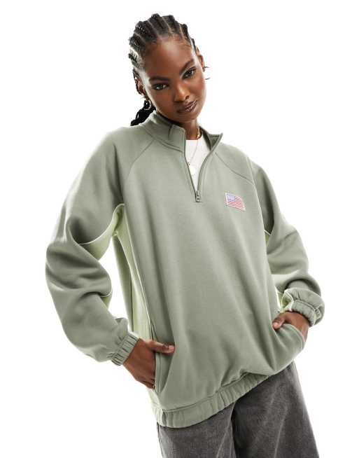 Daisy Street - Sweat oversize à col cheminée et drapeau brodé