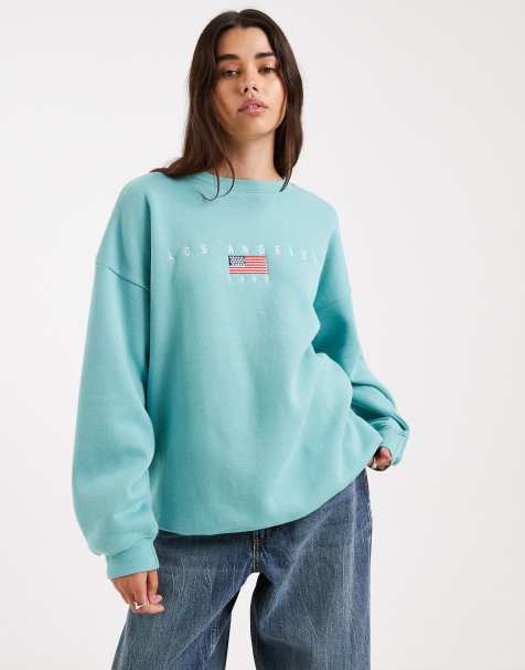 Daisy Street – Sweatshirt in Hellblau mit „LA“-Stickerei - view 1