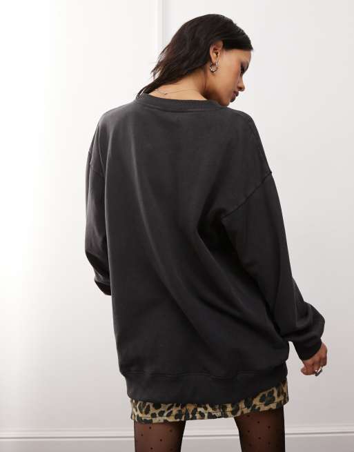 Daisy Street – Sweatshirt in schwarzer Waschung mit „LA“-Stickerei, 3 von 4
