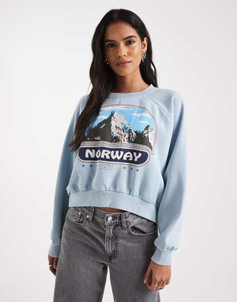 Daisy Street - Sweatshirt met Norway-print in babyblauw - view 1