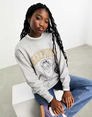 Daisy Street - Sweatshirt mit lockerem Schnitt und „Garfield"-Grafikprint-Grau