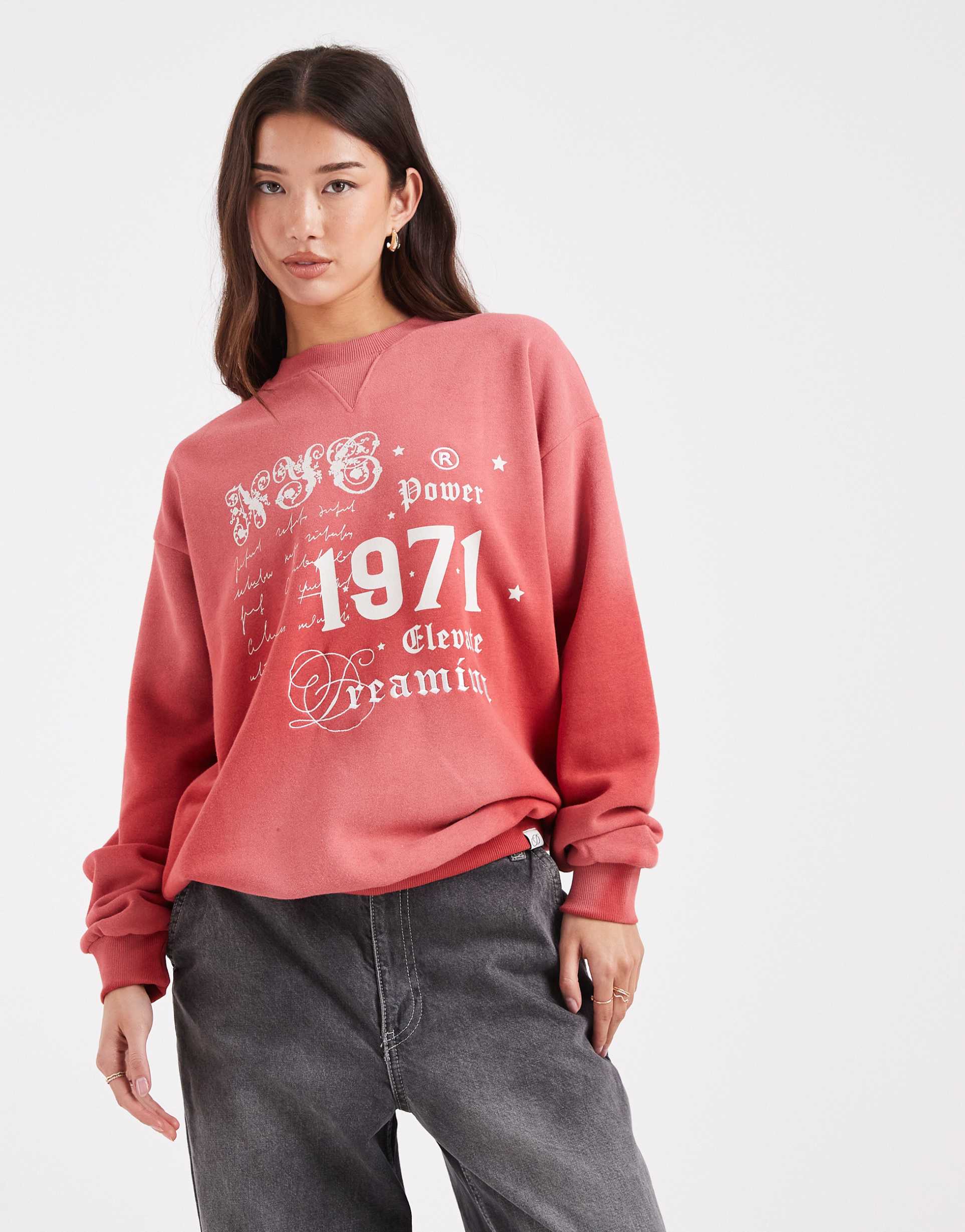 daisy street sweatshirt with dreaming graphics in red