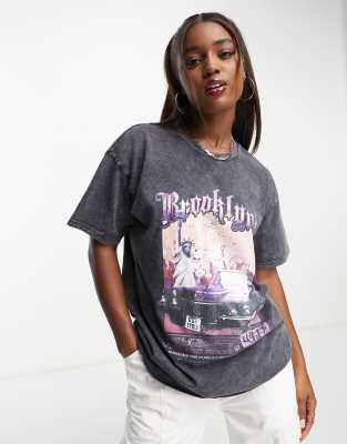 Daisy Street – Szary T-shirt oversize o luźnym kroju z