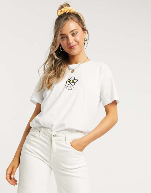 Daisy Street, T-Shirt comoda con stampa Groovy Chick sulla schiena, 2 di 4