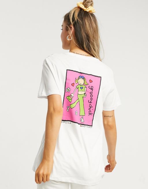 Daisy Street, T-Shirt comoda con stampa Groovy Chick sulla schiena, 4 di 4