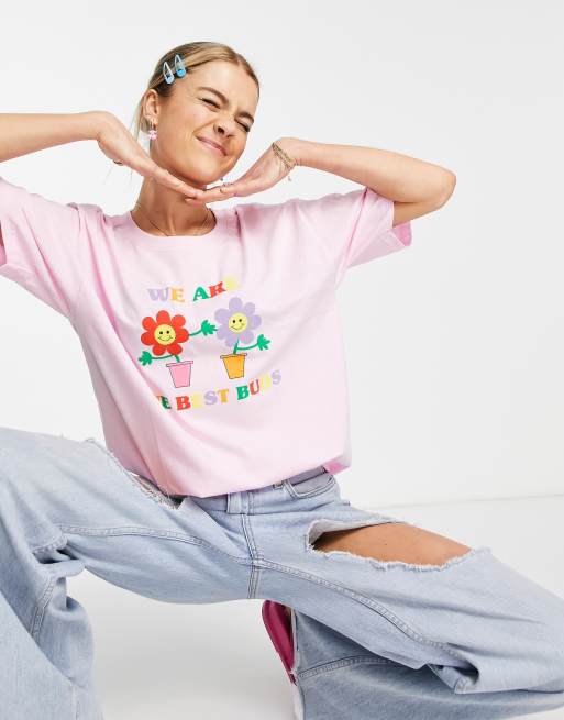 Daisy Street - T-shirt décontracté à motif Best Buds