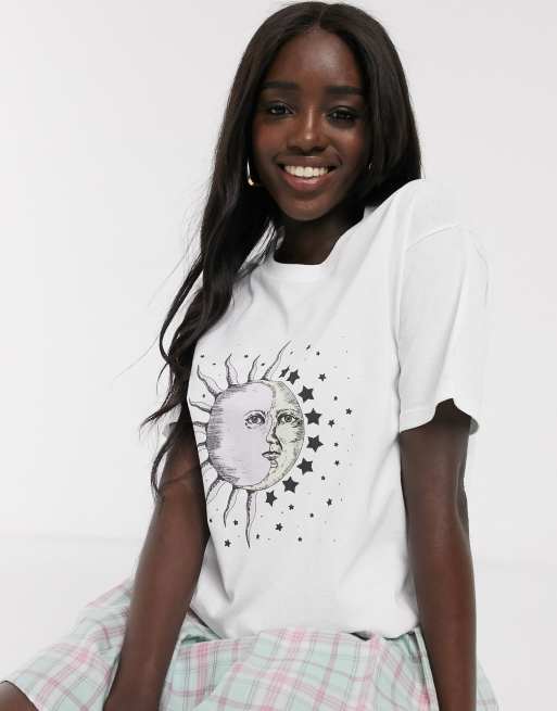 Daisy Street - T-shirt oversize avec imprimé soleil et lune