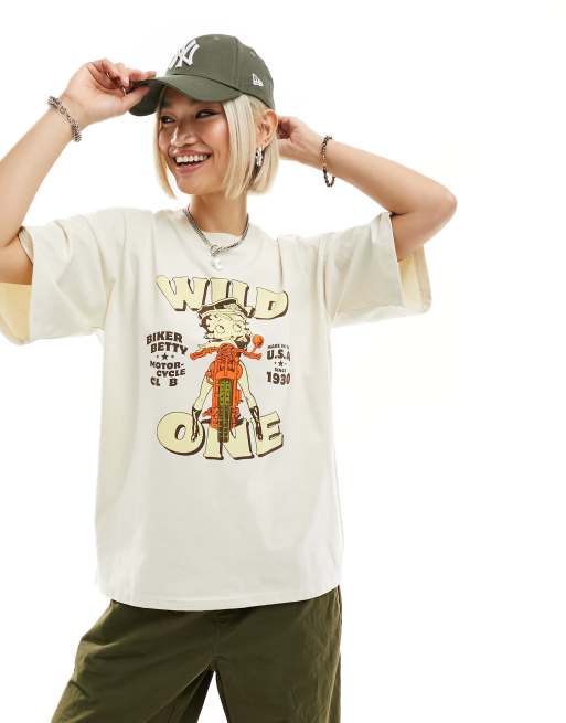 Daisy Street - T-shirt oversize color pietra con stampa di Betty Boop