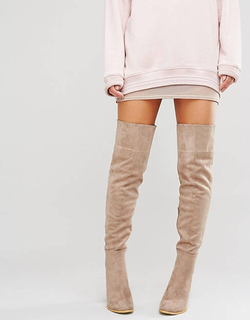 Daisy Street Taupe Heeled Over The Knee Boots