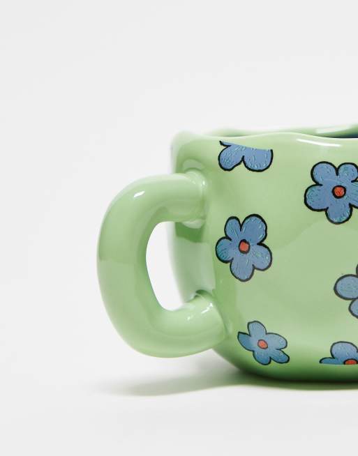 Daisy Street - Tazza ondulata verde a fiori blu, 3 di 3
