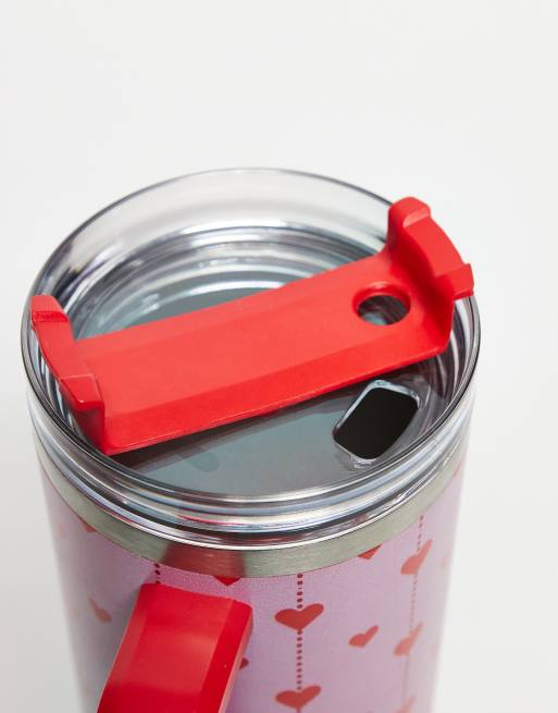 Daisy Street - Tazza riutilizzabile rosa con stampa di cuori, 2 di 3