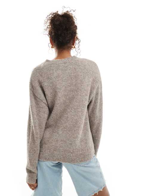 Daisy Street tie front slouchy cardigan in beige marl, 4 of 4
