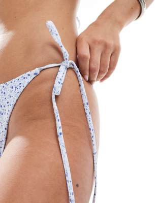 Daisy Street Tie Side Bikini Bottoms In Blue