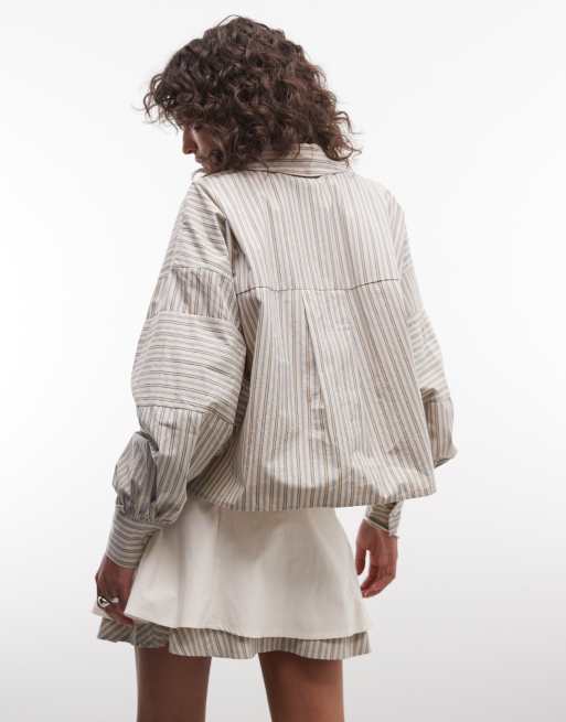 Daisy Street tie side double layer mini skirt in ecru stripe (part of a set), 2 of 5
