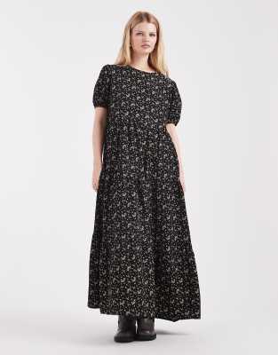 Daisy Street Tiered Smock Maxi Dress In Black