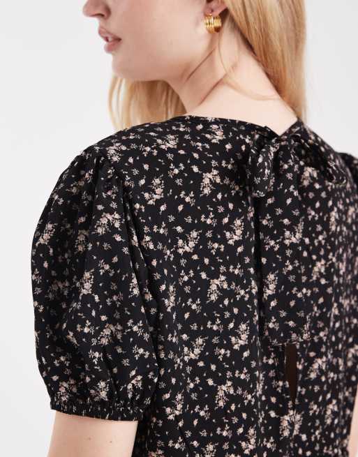 Daisy Street tiered smock maxi dress in black floral, 4 of 4